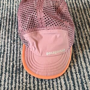 Patagonia women’s  Pink Mesh running Cap with Orange Brim
